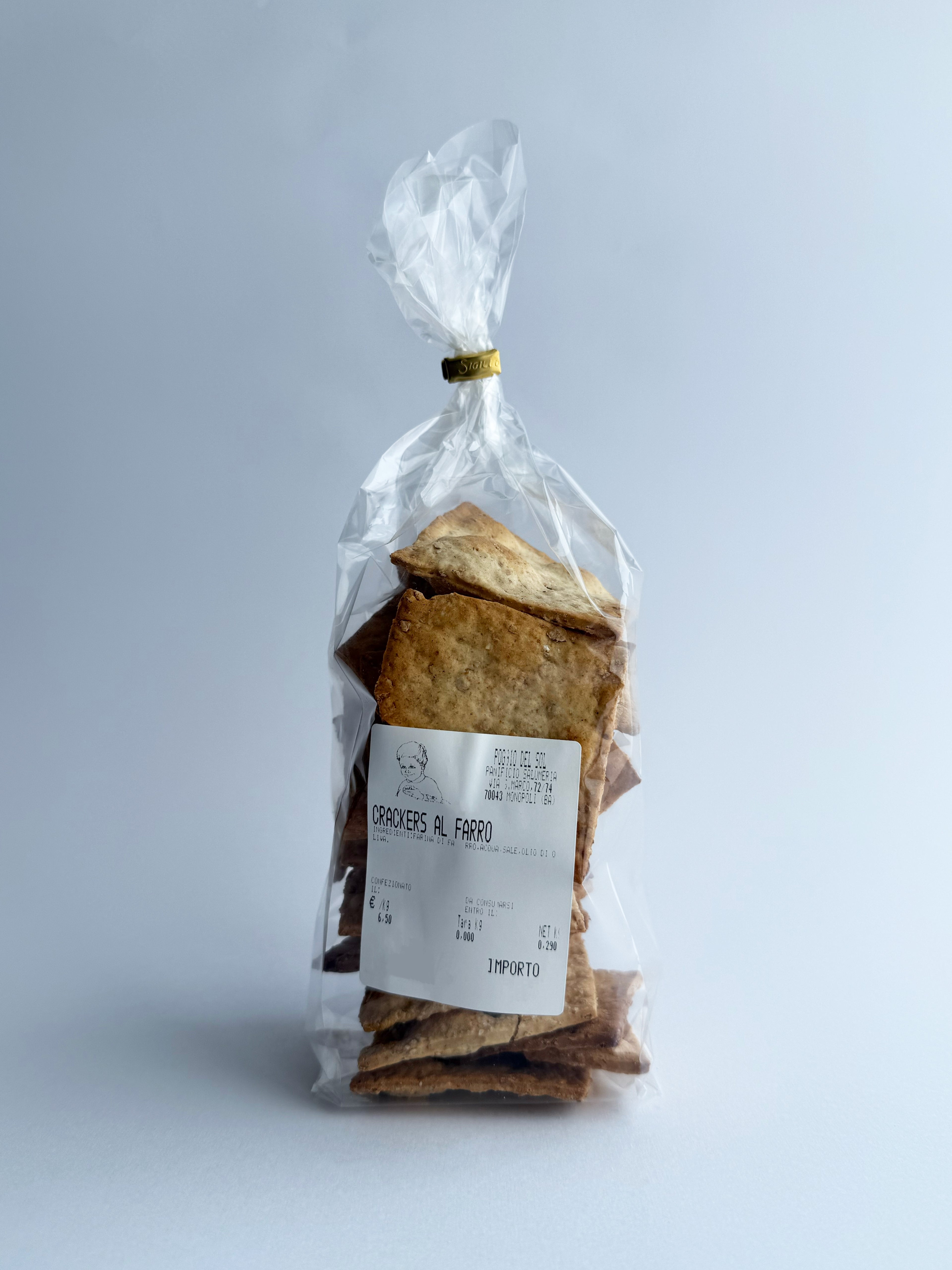Crackers al farro - fatti a mano - 250Gr